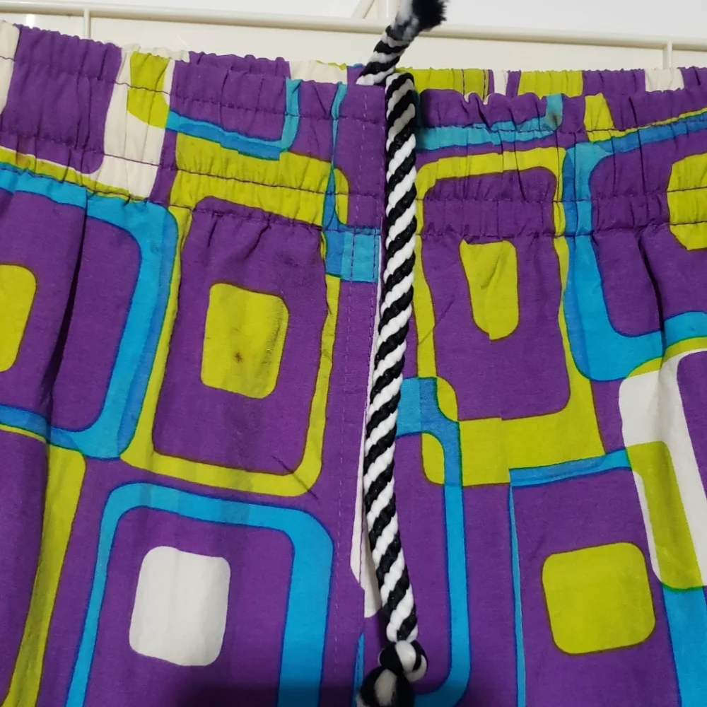 Vintage Joe Boxer 90s Swim Trunks Vibrant Geometric Pattern Mens Medium